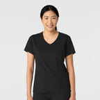 Black WonderWink 6251 Top worn by a person on a white background