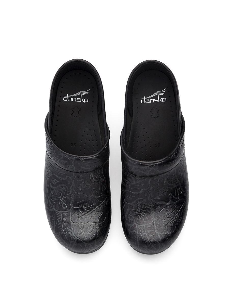 Dansko Professional Black Tooled Leather Clog