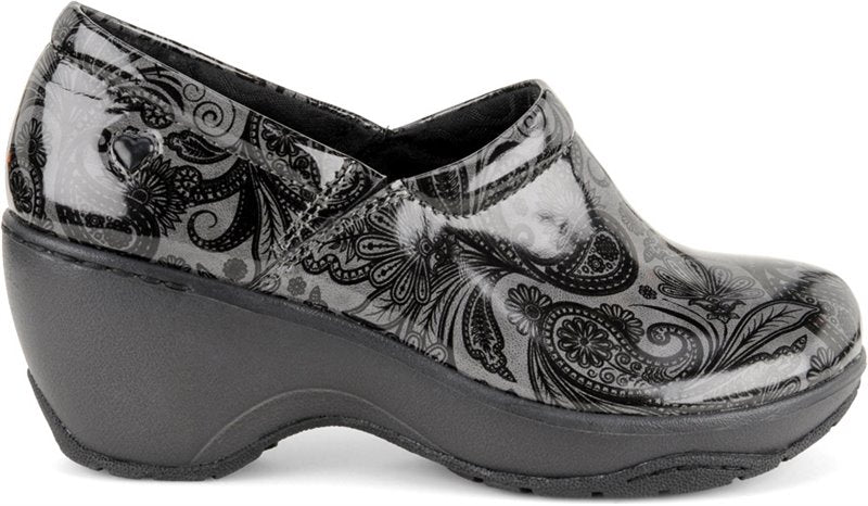 Nurse Mates Bryar Dark Grey Paisley Patent Leather Shoe