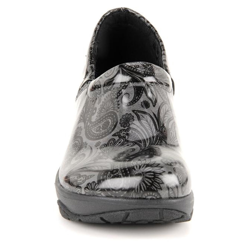 Nurse Mates Bryar Dark Grey Paisley Patent Leather Shoe