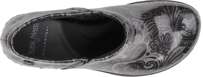 Nurse Mates Bryar Dark Grey Paisley Patent Leather Shoe