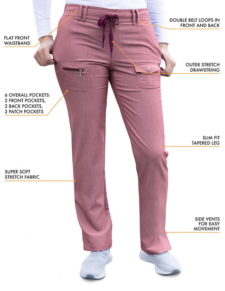 Adar Pro Women's Slim Fit 6 Pocket Pant - Petite