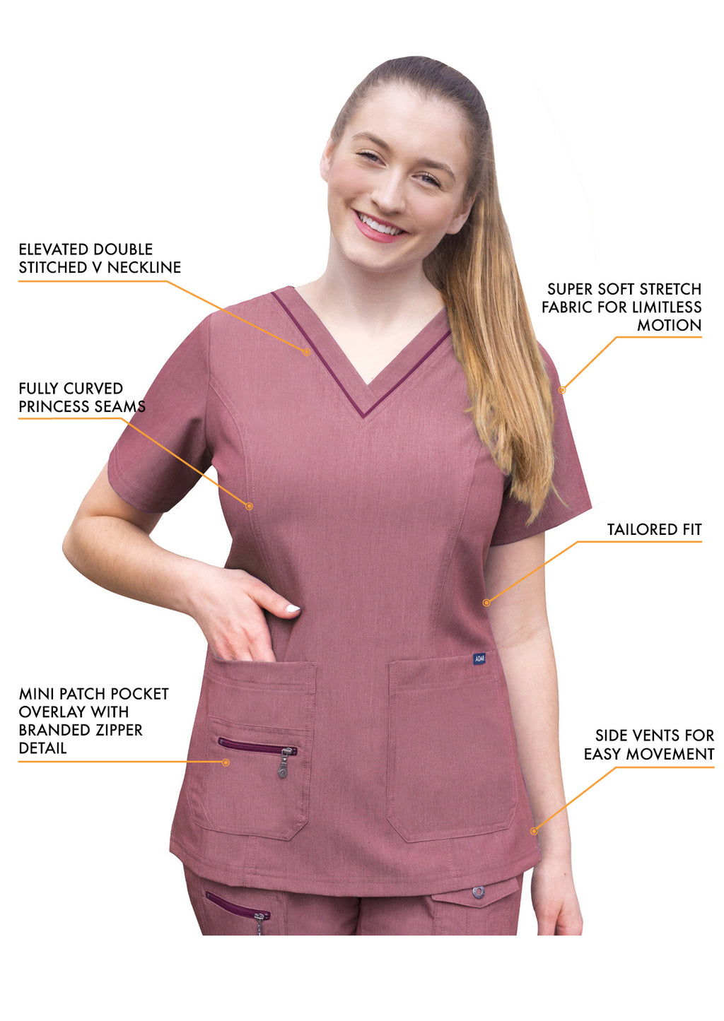 Adar Pro Womens Elevated V-Neck Scrub Top - Plus Sizes