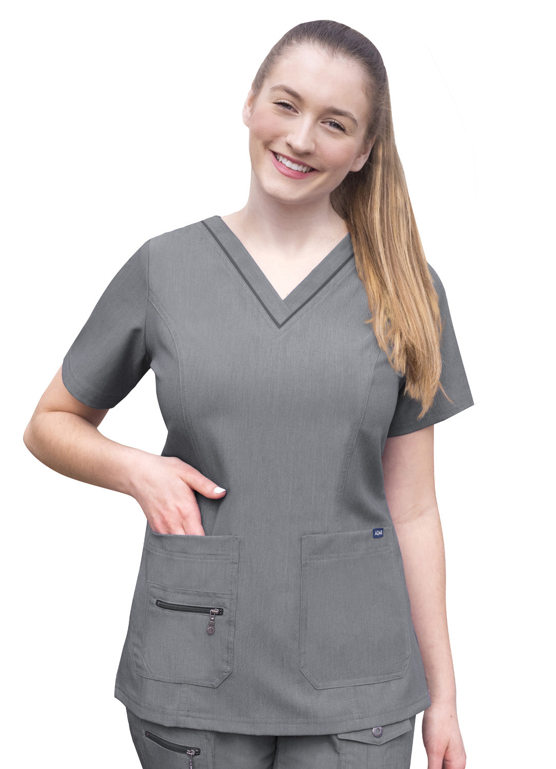 Adar Pro Womens Elevated V-Neck Scrub Top - Plus Sizes