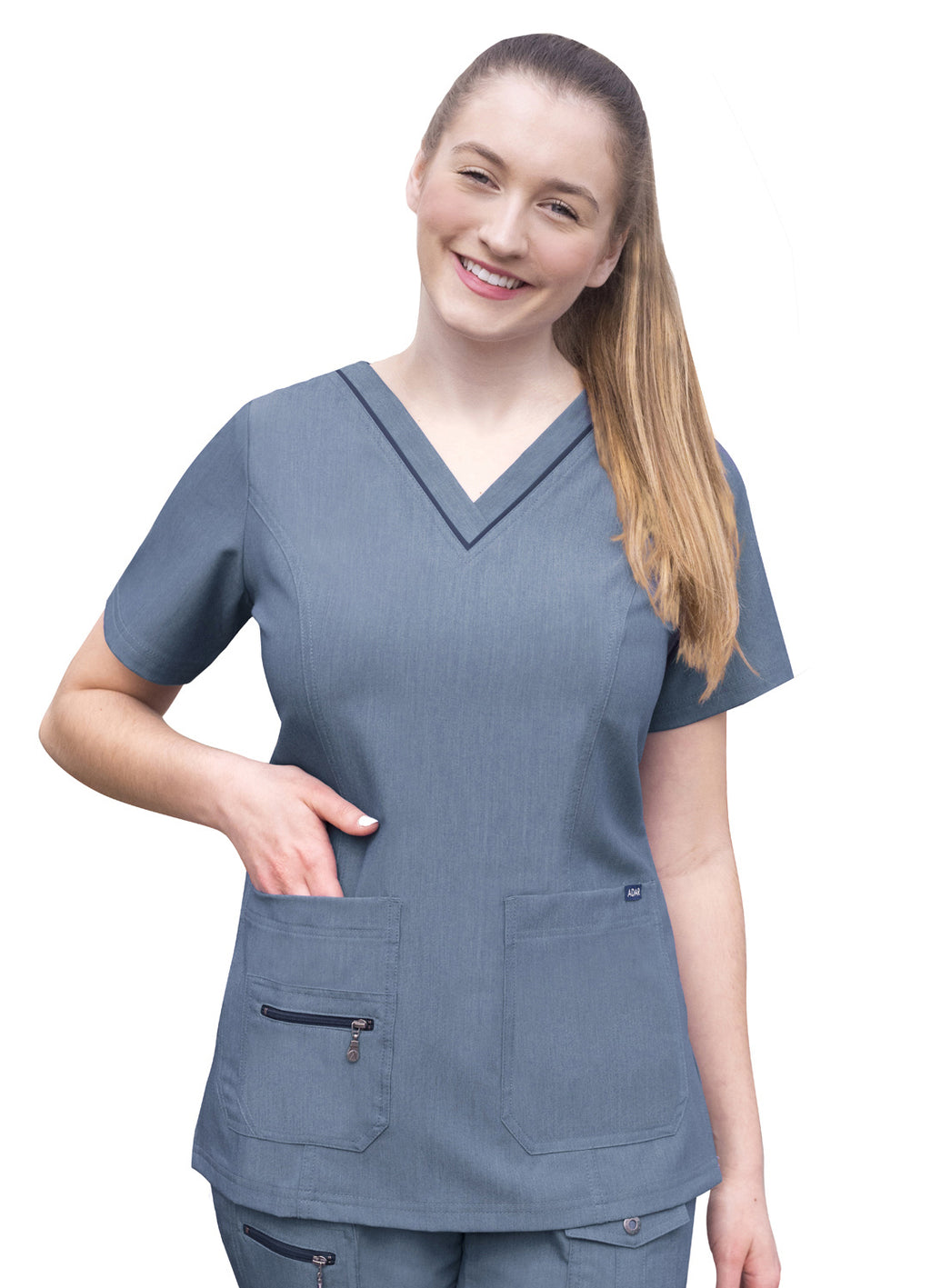 Adar Pro Womens Elevated V-Neck Scrub Top - Plus Sizes
