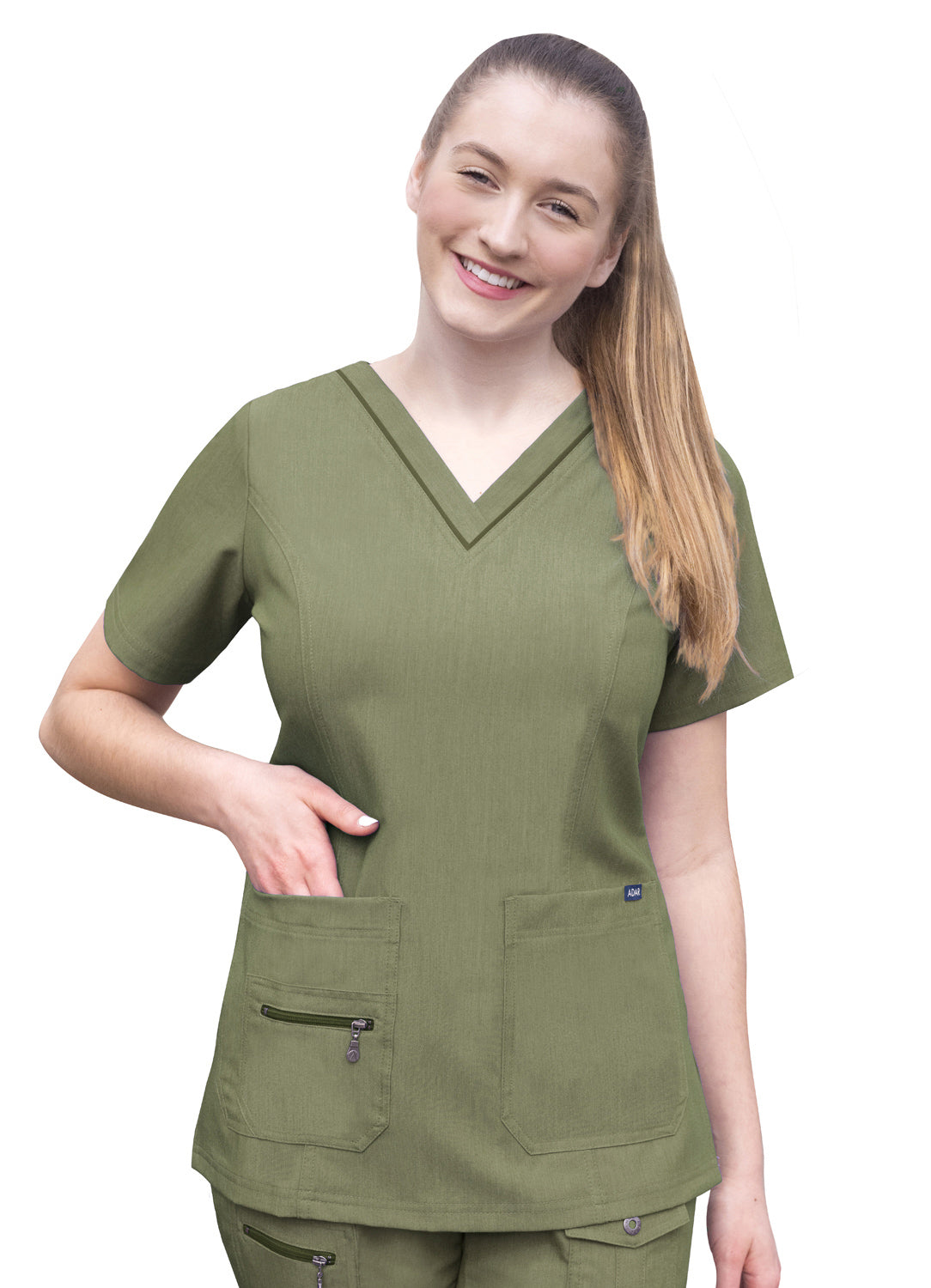Adar Pro Womens Elevated V-Neck Scrub Top - Plus Sizes
