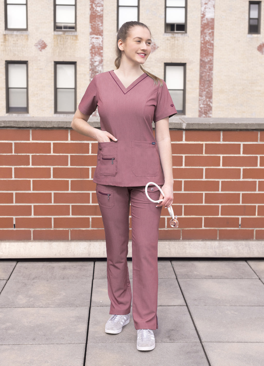 Adar Pro Womens Elevated V-Neck Scrub Top - Plus Sizes