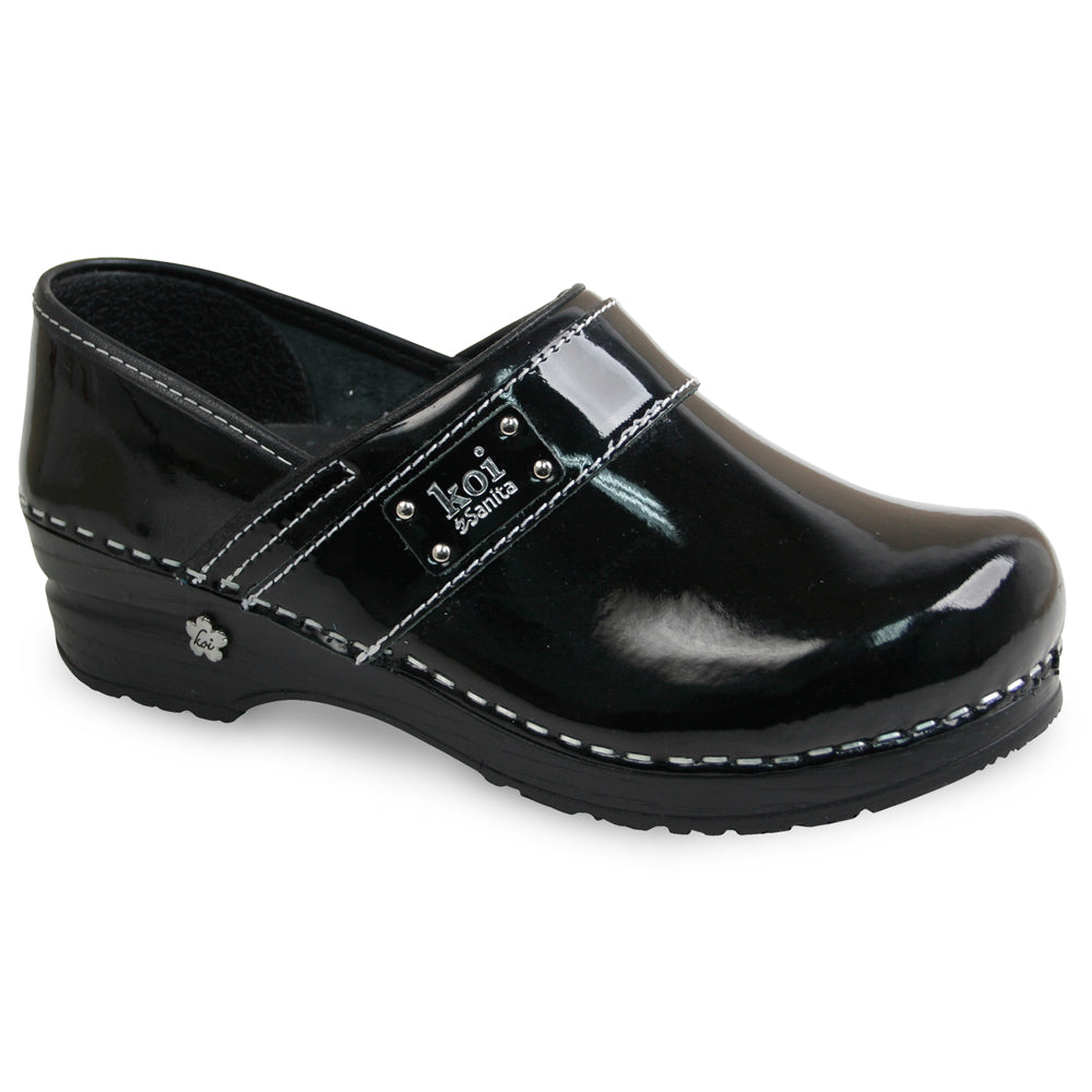 Sanita red patent leather clogs deals