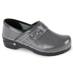 Sanita Lindsey Steel Patent Leather Clog